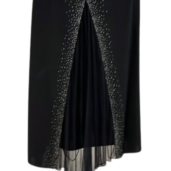 DJ Nights Laura Ryner Y2K Long Black Spaghetti Strap Beaded Prom Dress Gown -LNC - Picture 8 of 10
